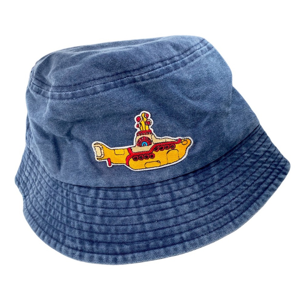 Blue Cotton Beatles Cap Yellow Submarine Embroidered Iron-On Patch Bucket Hat